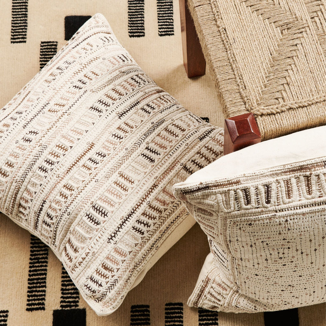Maze Handwoven Hand Embroidered Organic Cotton Pillow