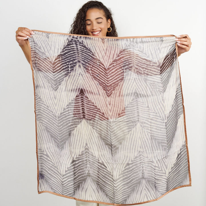 Samu Hand Crafted  Shibori Print Silk Chiffon Sqaure Scarf