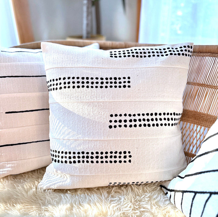 Boho Dots White Sadza Pillow