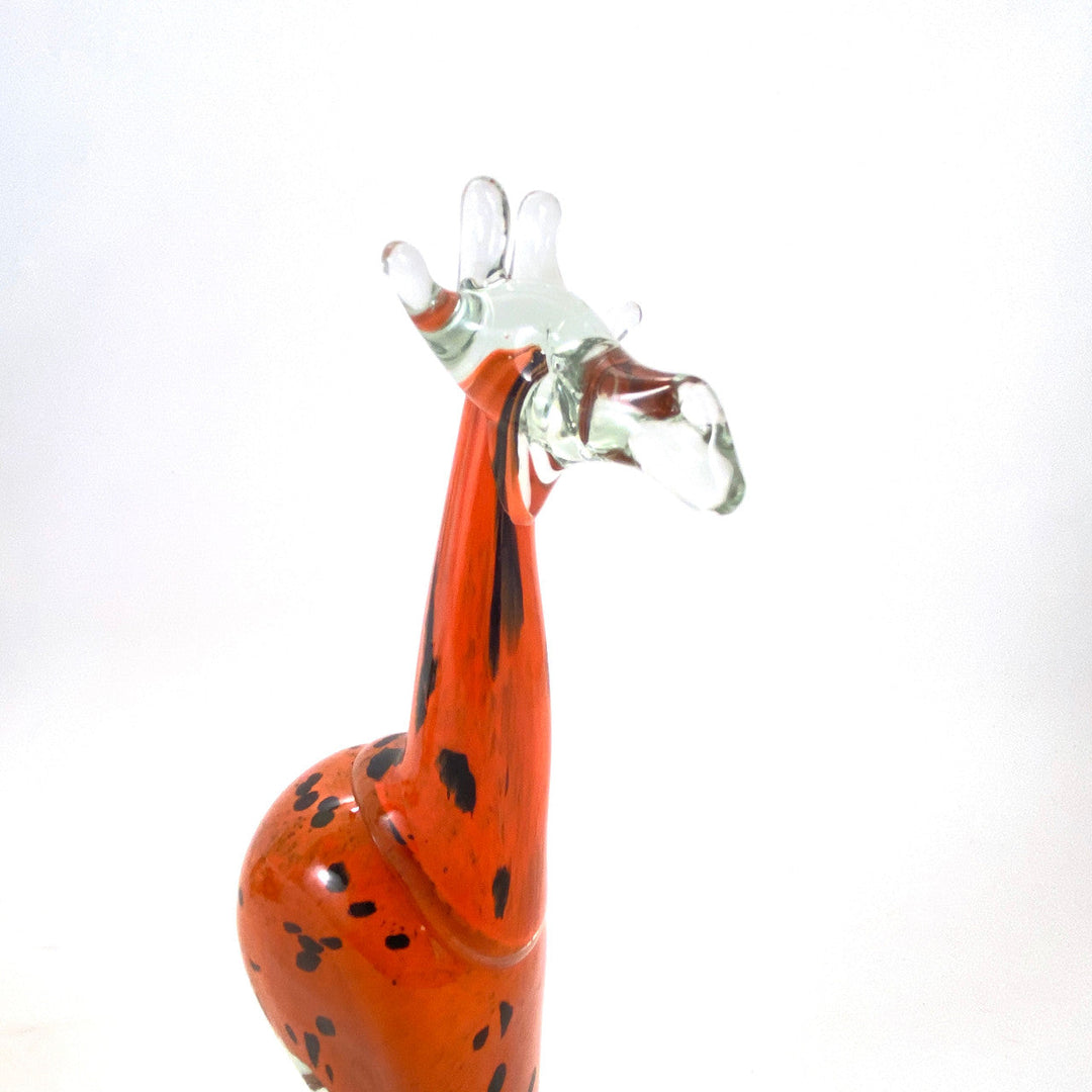 Hand Blown Orange Glass Giraffe