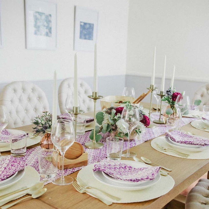 Batik Table Runner, Purple Blade, Hand Dyed, 100% Cotton