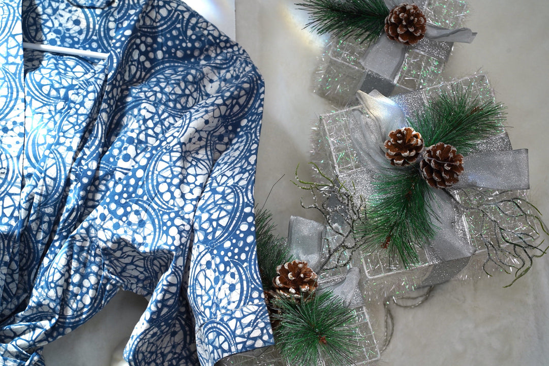 Handmade Batik Robe / Kimono | Blue Stone, Hand Dyed, 100% Cotton