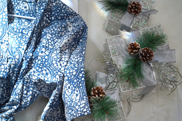 Handmade Batik Robe / Kimono | Blue Stone, Hand Dyed, 100% Cotton