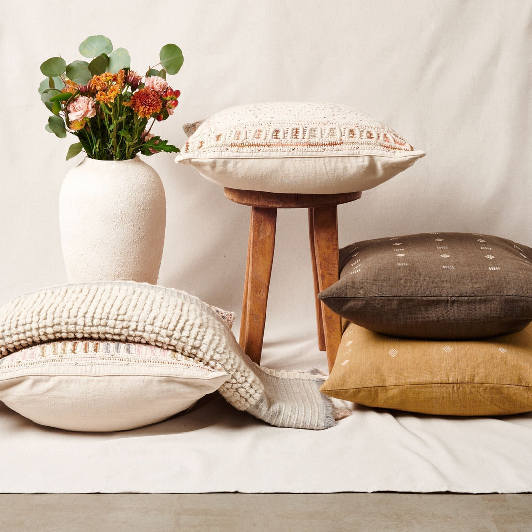 Maze Handwoven Hand Embroidered Organic Cotton Pillow