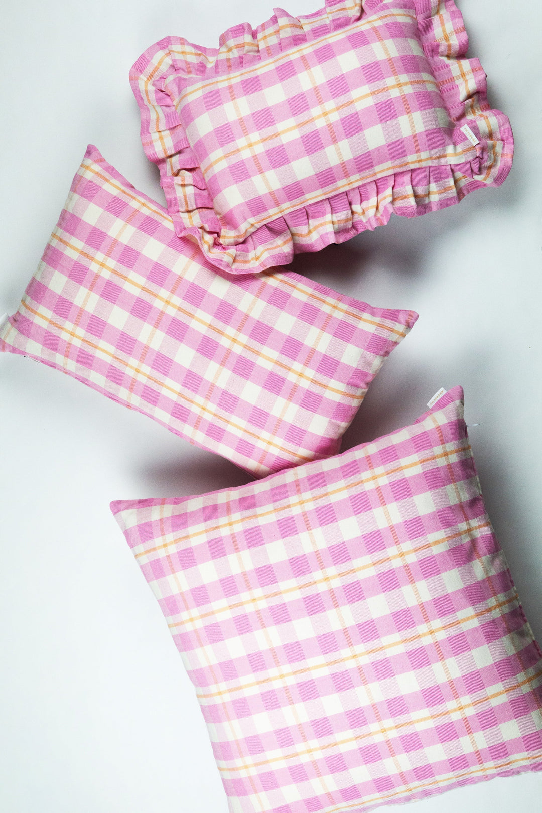 Archive NY Abigail Plaid Square Pillow in Bubblegum