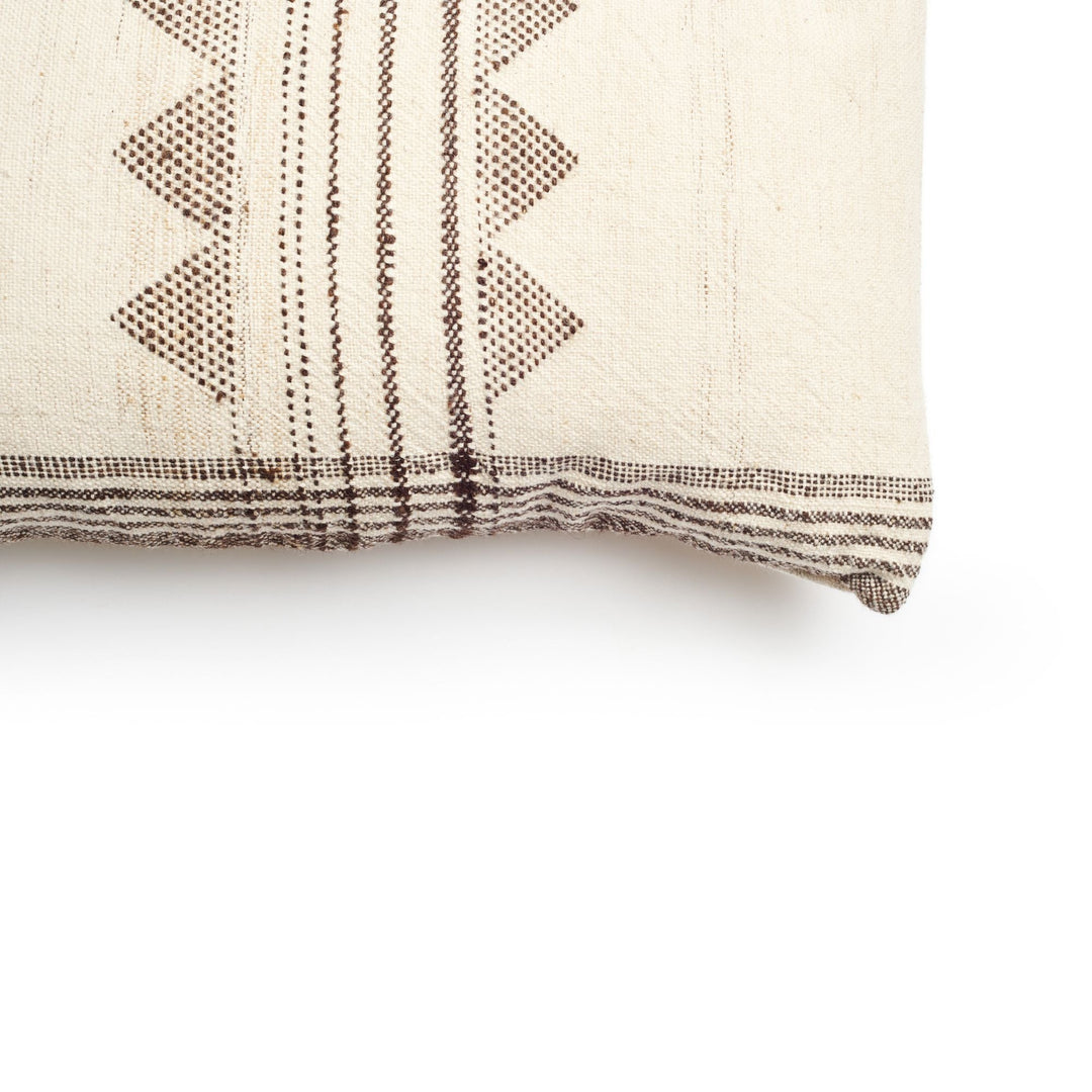 Kora White And Black Handloom Lumbar Pillow