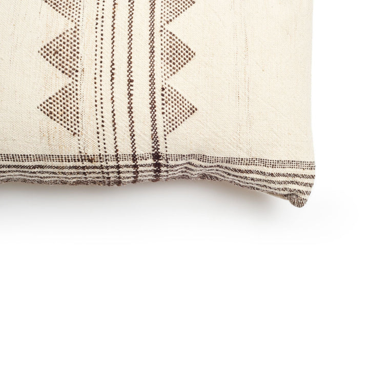 Kora White And Black Handloom Lumbar Pillow