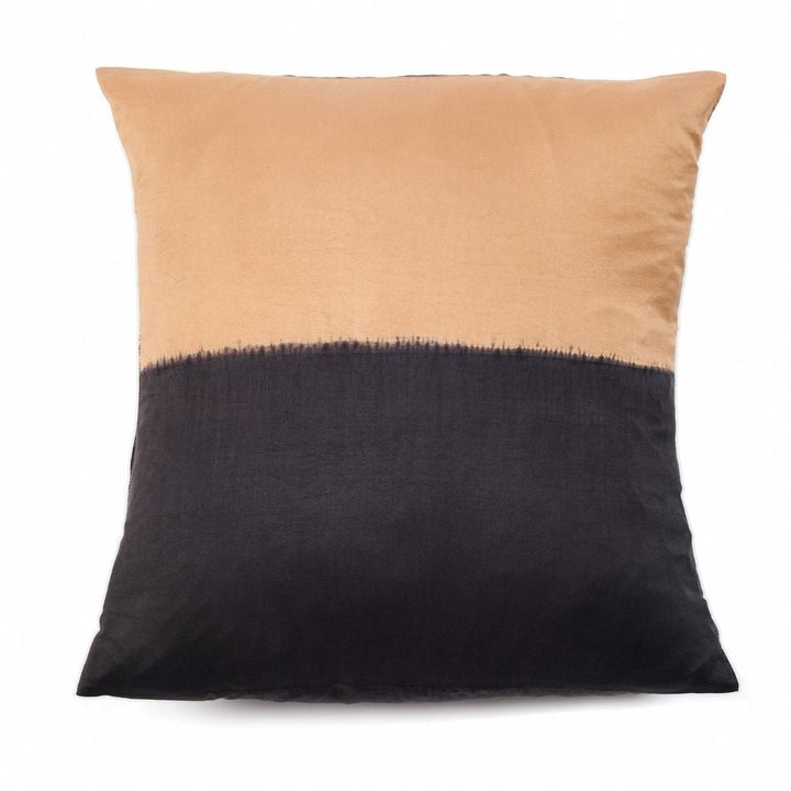 Kala Black & Gold Color Block Mulberry Silk Pillow
