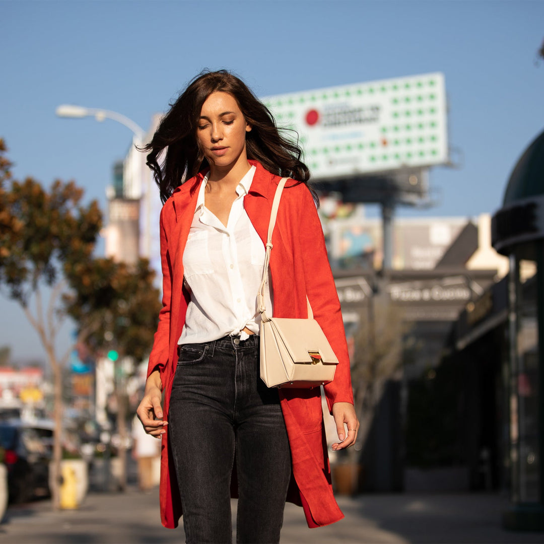 Elizabeth Leather Saddle Bag - Off White