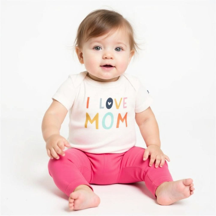 organic cotton baby pants in fuchsia with elastic waistband and double needle hem construction
