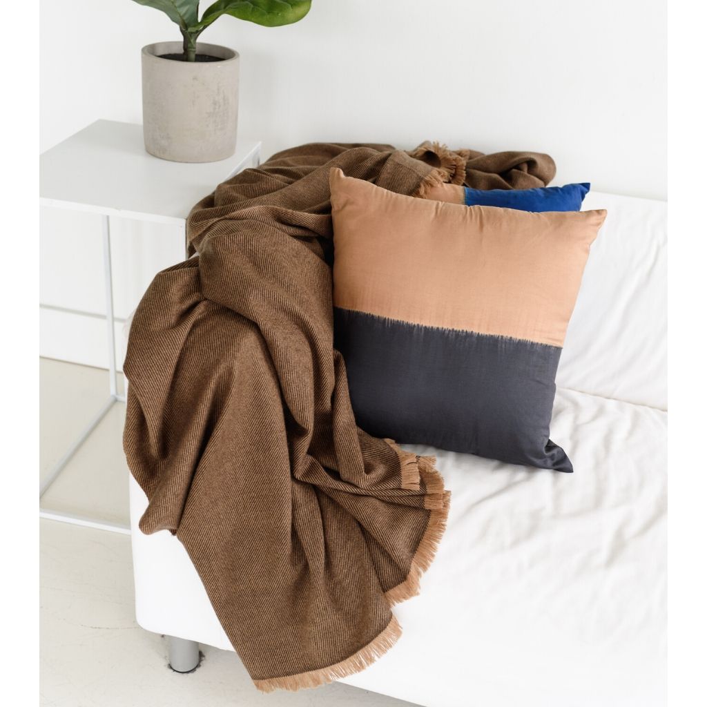 Kala Black & Gold Color Block Mulberry Silk Pillow