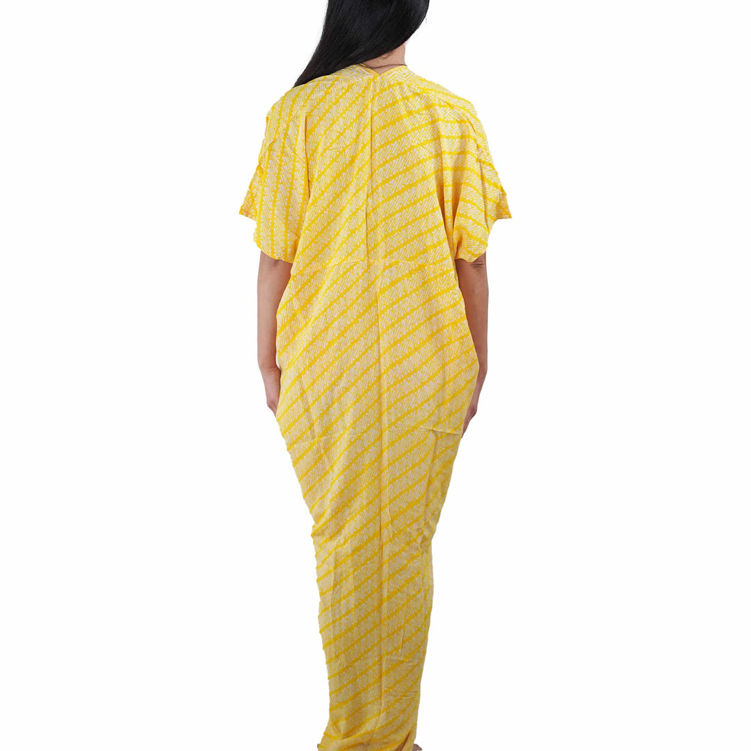 Hand Dyed Batik Kaftan Dress Rayon Vegan Eco-friendly Material, Maxi, Long, Yellow Dress