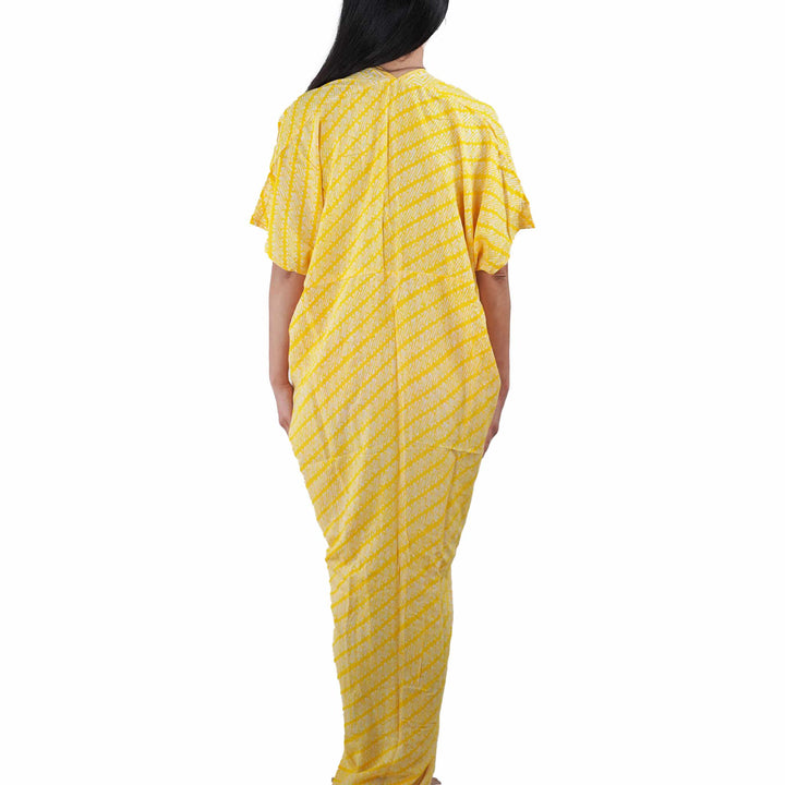 Hand Dyed Batik Kaftan Dress Rayon Vegan Eco-friendly Material, Maxi, Long, Yellow Dress
