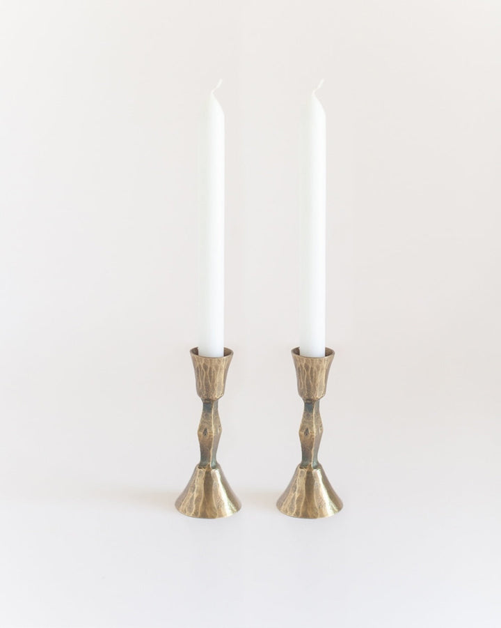 S/2 Low Diamond Candlestand - Brass Finish