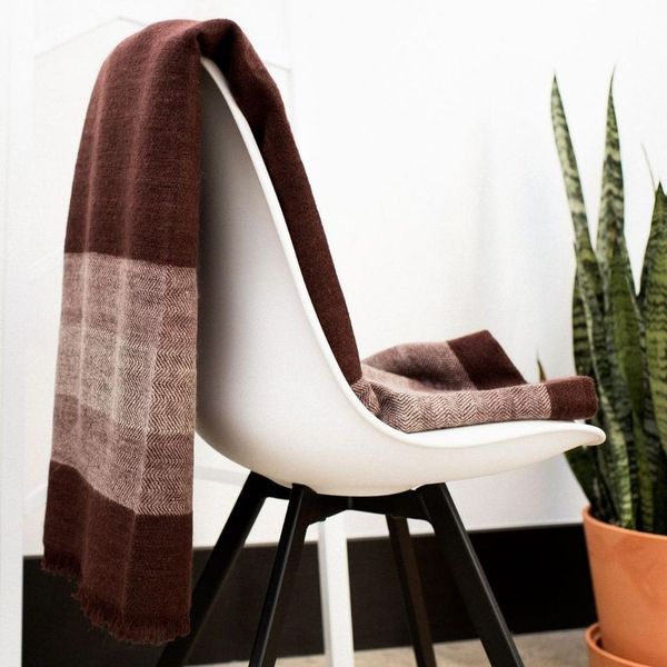 Plush Maroon Plush Merino Queen Bedspread / Large Throw