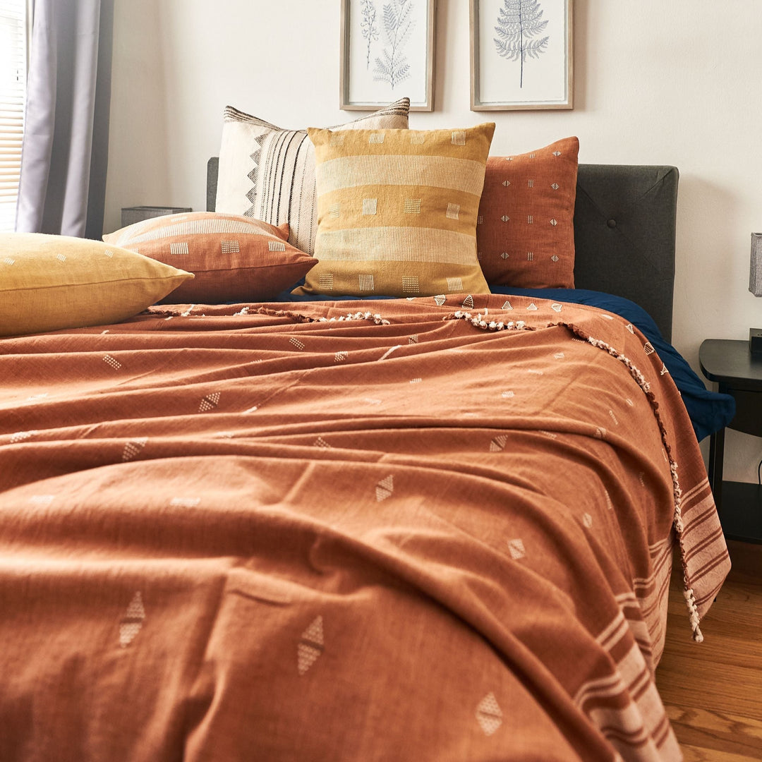 Chokor Nira Ochre Organic Cotton Handloom Pillow