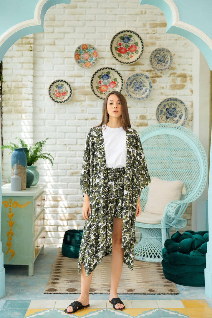 Natalia Midi Kimono Robe in Vintage Green