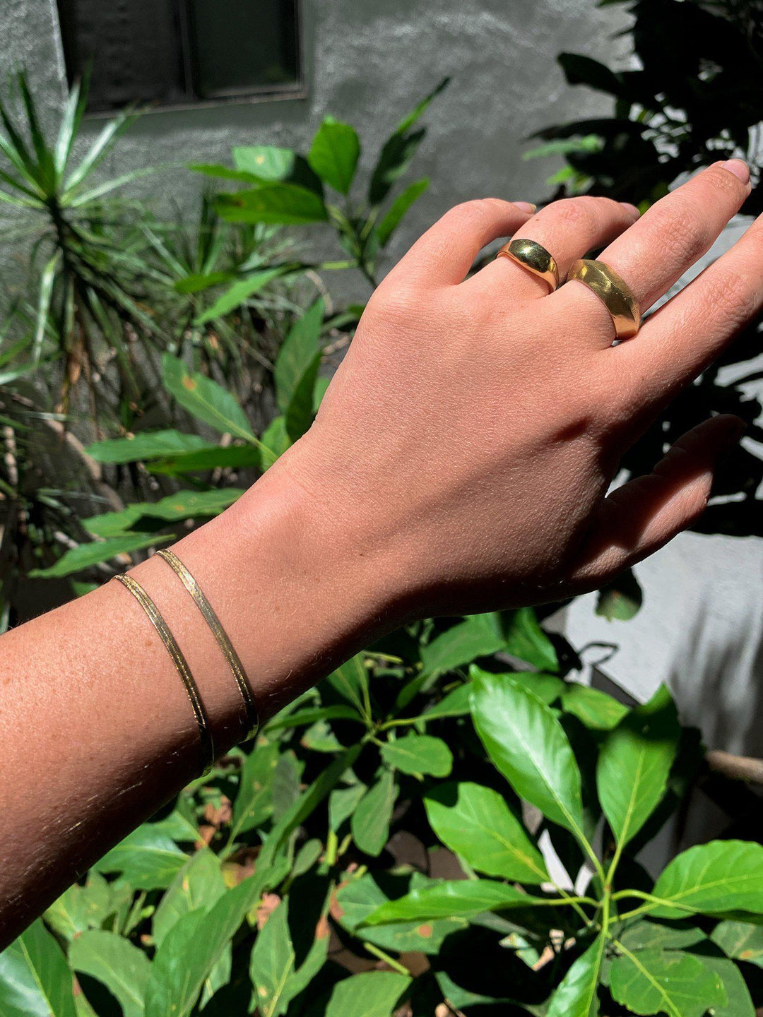 Slinky Gold Herringbone Chain Bracelet