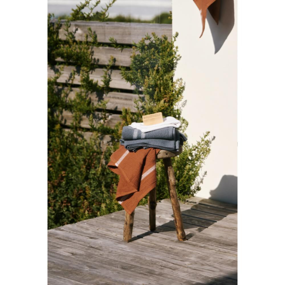 S/2 Organic Block Rib Hand Towel