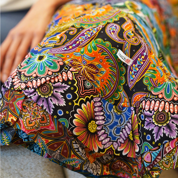 Handmade Reversible Quilt Blanket Throw, Quilt Patchwork, Upcycled, size 55 x 87 inches