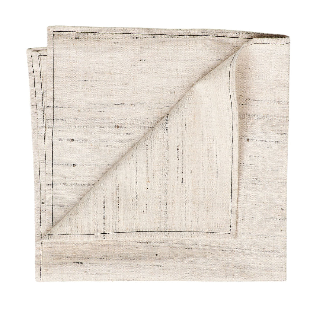 Kora Off White Peace Silk Handloom Napkin ( set of 4 )