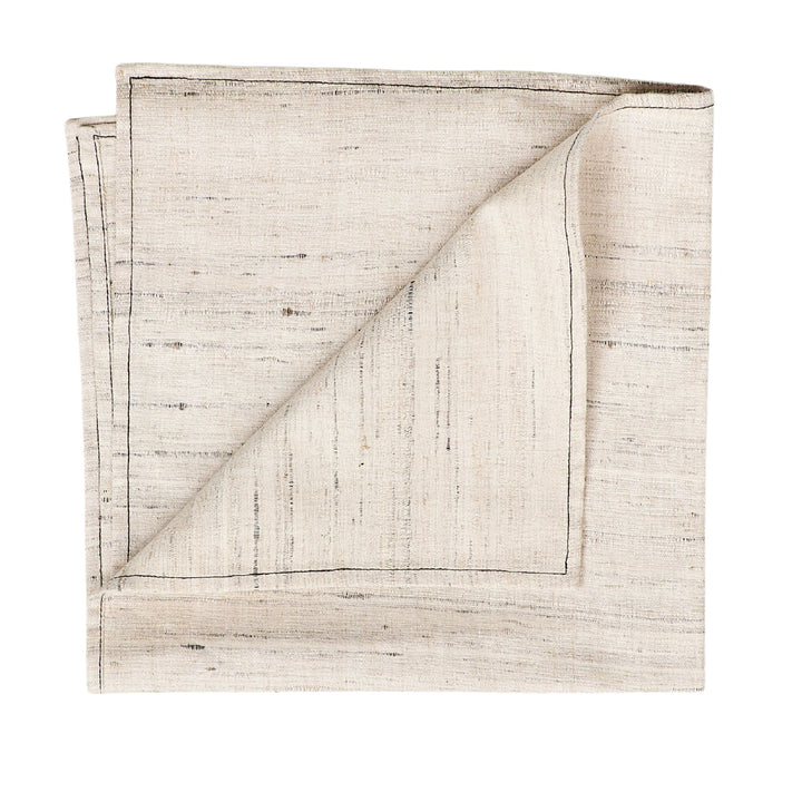 Kora Off White Peace Silk Handloom Napkin ( set of 4 )