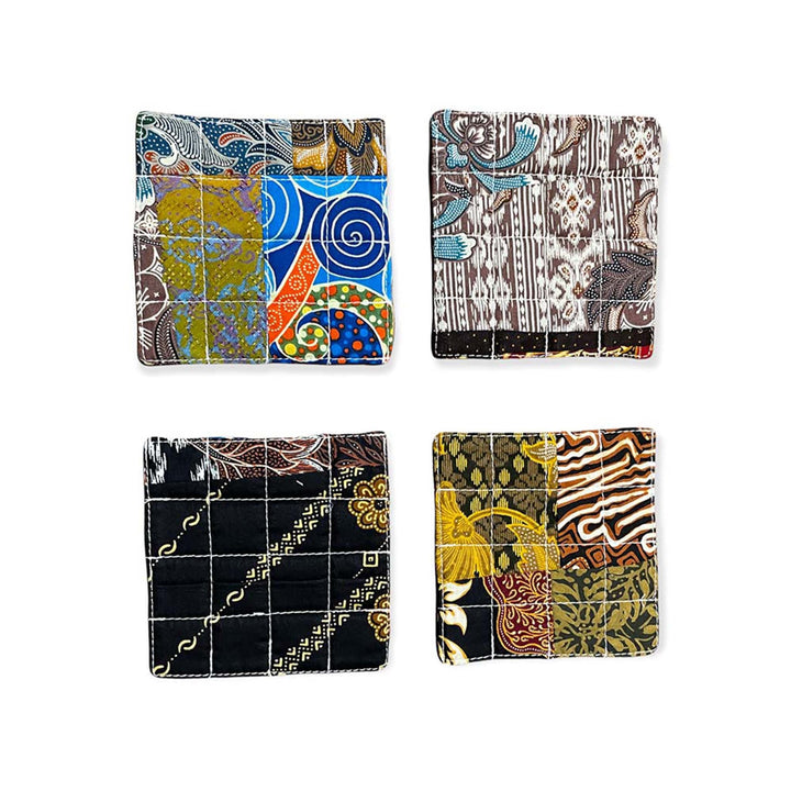 Handmade Coasters Quilted Patchwork Fabric Set of 4, Mixed Patterns, Quilt
