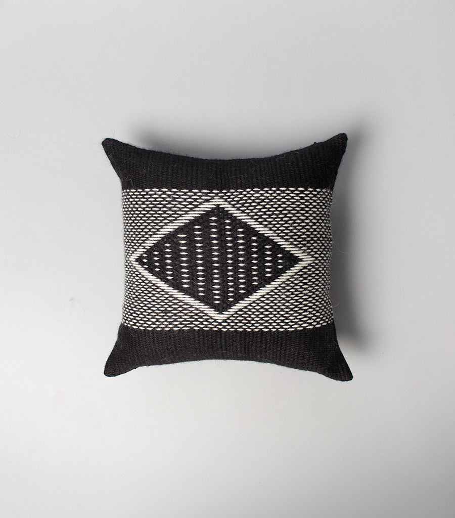 Diamante Square Textile Small Pillow - Black