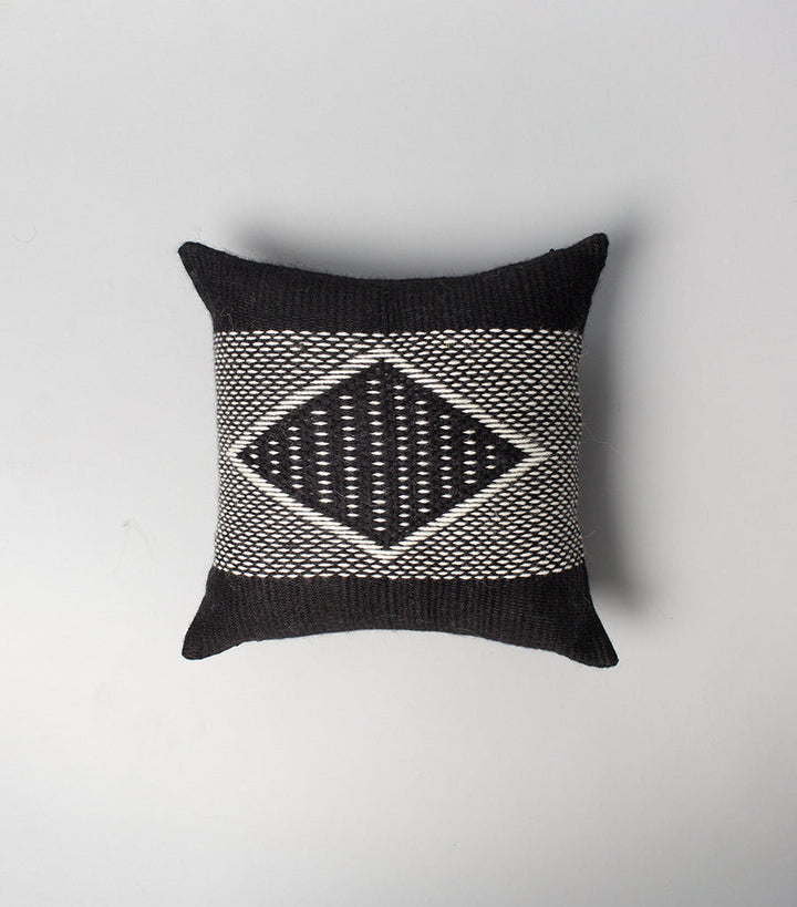 Diamante Square Textile Small Pillow - Black