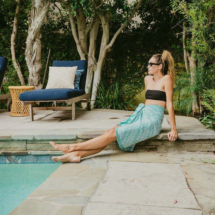 Batik Shawl Sarong Wrap, Green Royalty, Hand Dyed, 100% Cotton