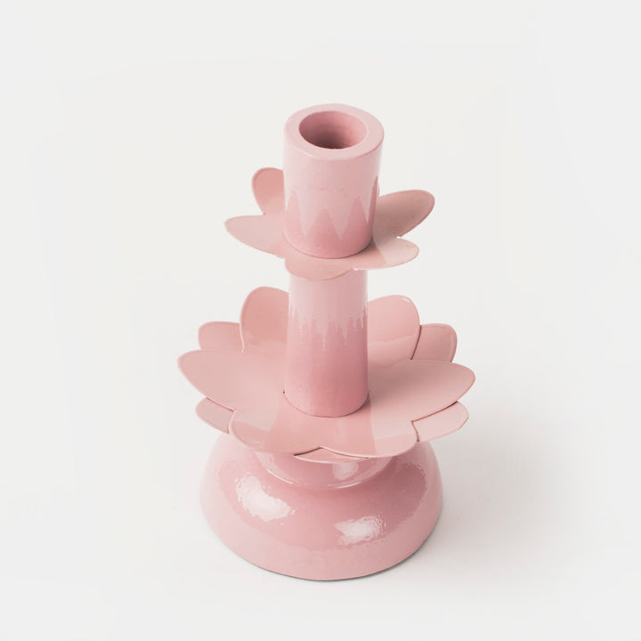 Lotus Bloom Tapered Pink Candleholders