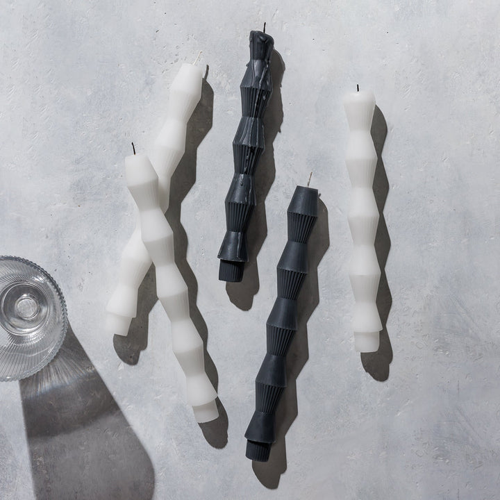 Ivory Geometric Pillar Candle (Set of 2)