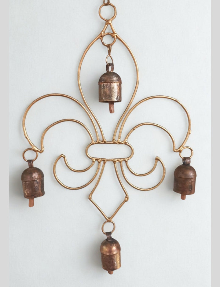 Fleur de Lis Brass Ornament with Bells