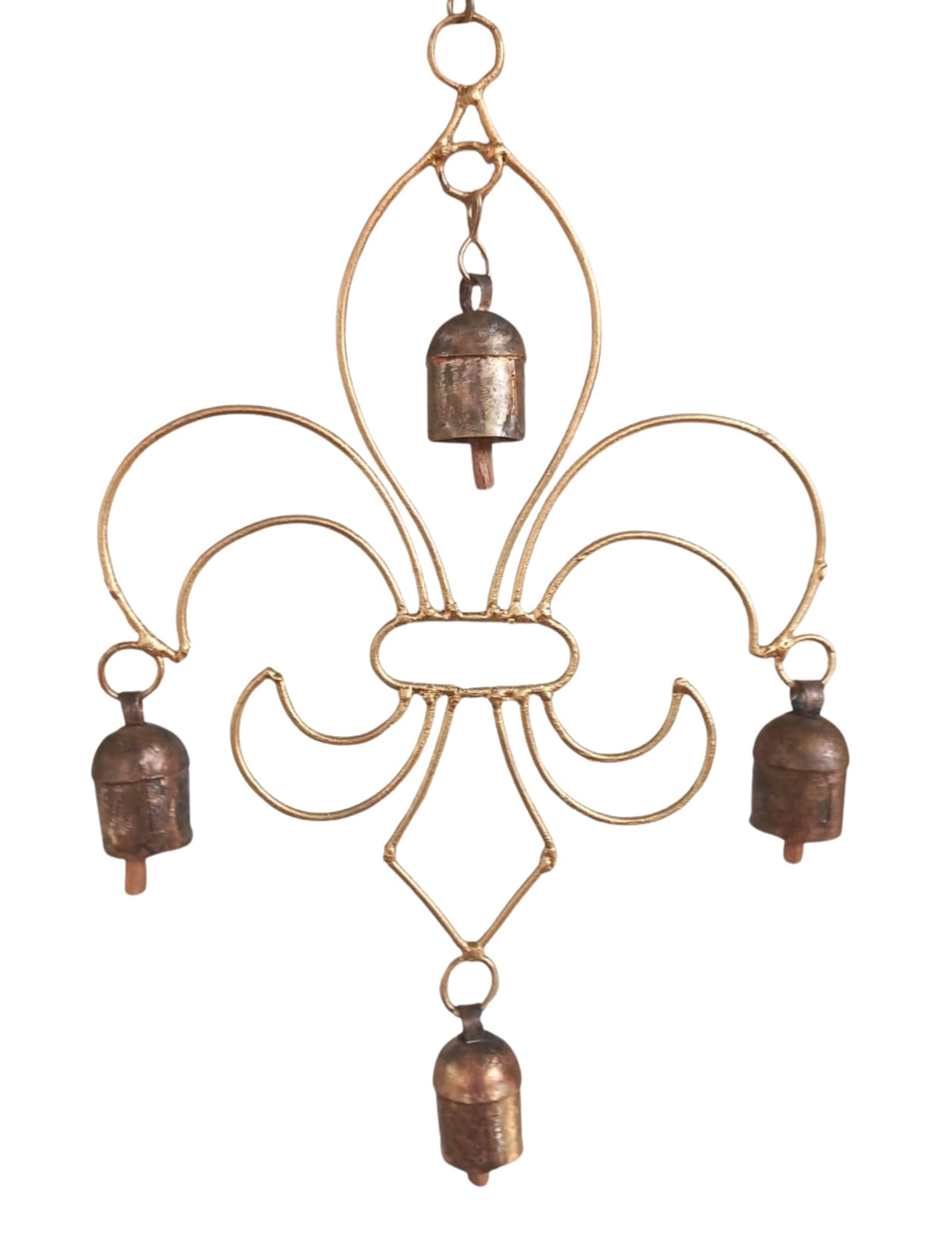 Fleur de Lis Brass Ornament with Bells