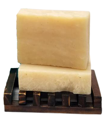 Natural Soap Bar with Frankincense & Myrrh on Wooden Soap Dish, Organic Ingredients