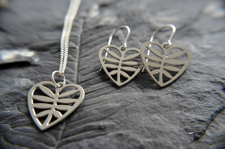 Leafy Heart Earrings - Stainless Steel