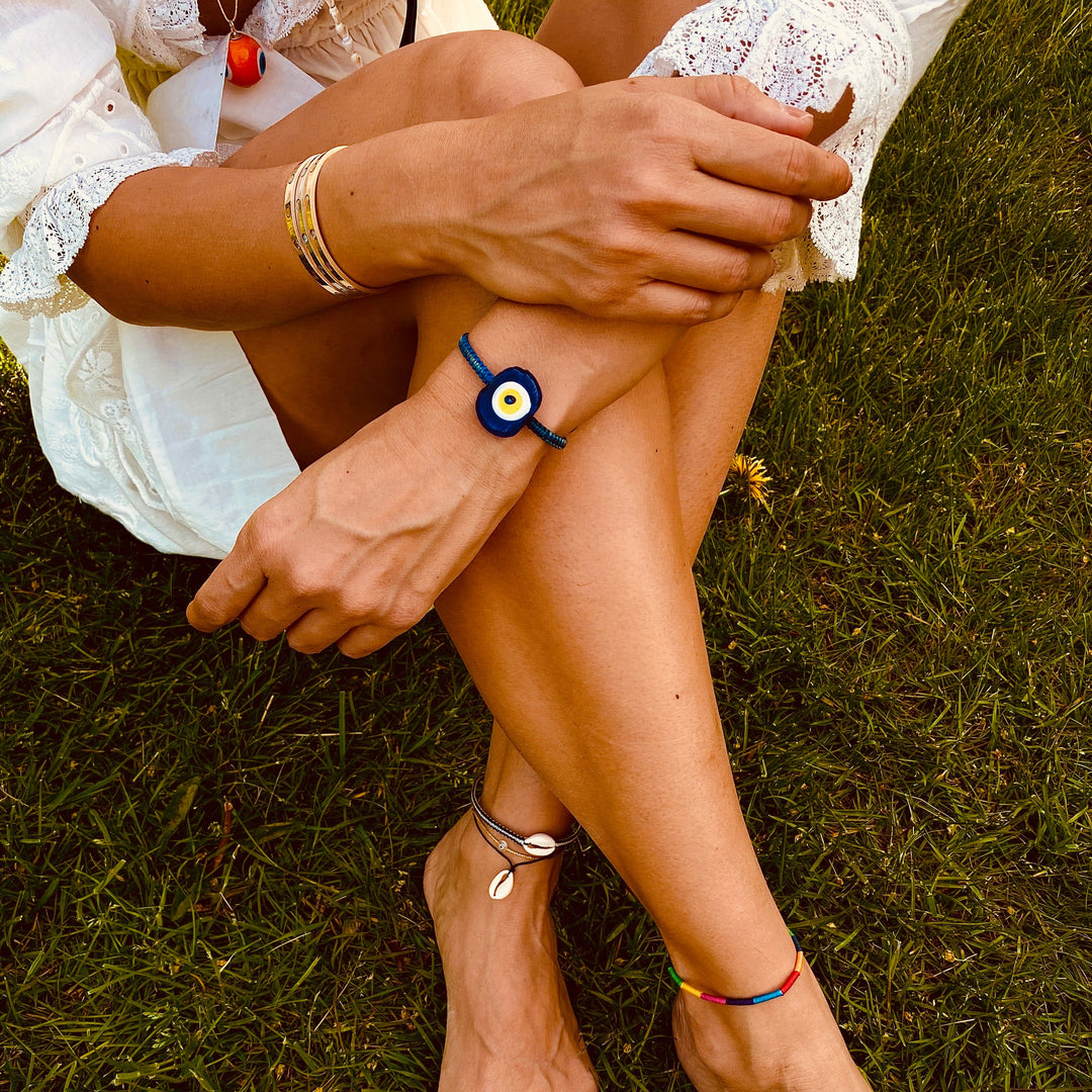 Blue Glass Evil Eye Bracelet