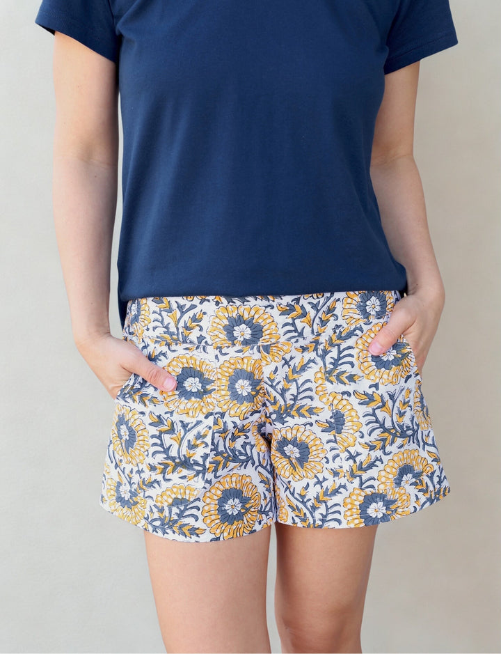 Indigo Sunflower Organic Cotton Shorts