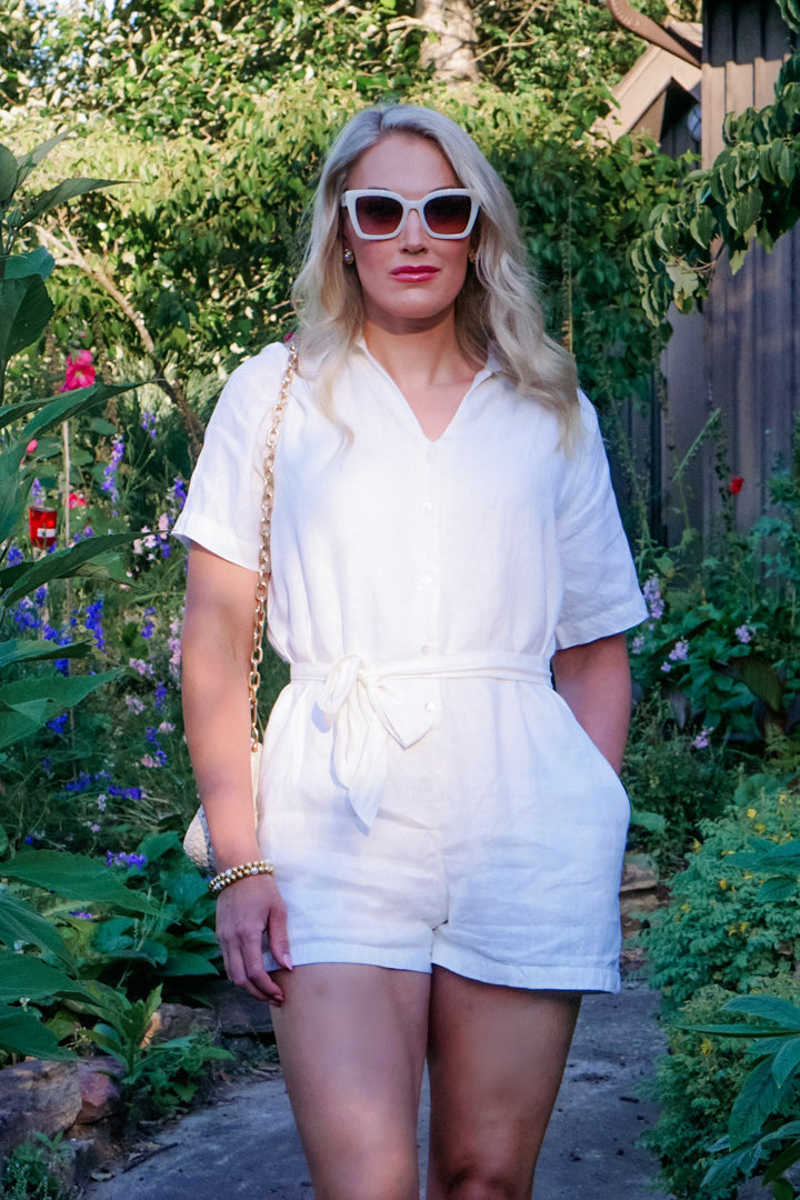 Barefoot in the Park Romper - Off-white