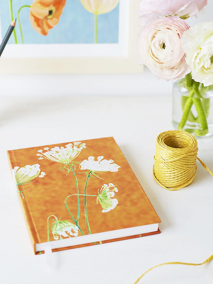 Journal: Queen Anne's Lace on Rusty Orange