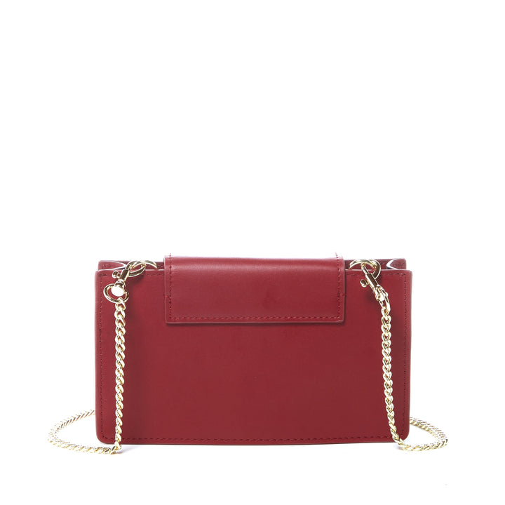 SUSU Mini Crossbody Bag Small Leather Burgundy Purse Wristlet Women's Handbag