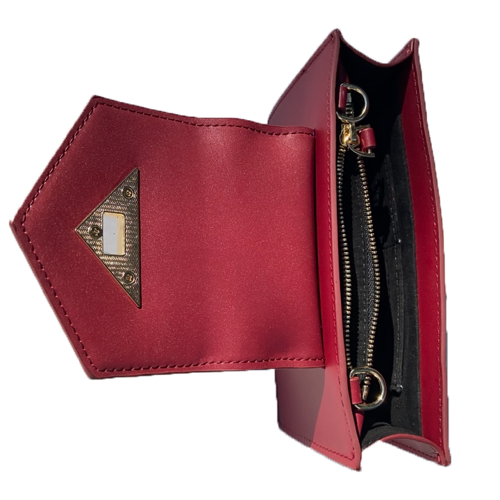 SUSU Mini Crossbody Bag Small Leather Burgundy Purse Wristlet Women's Handbag