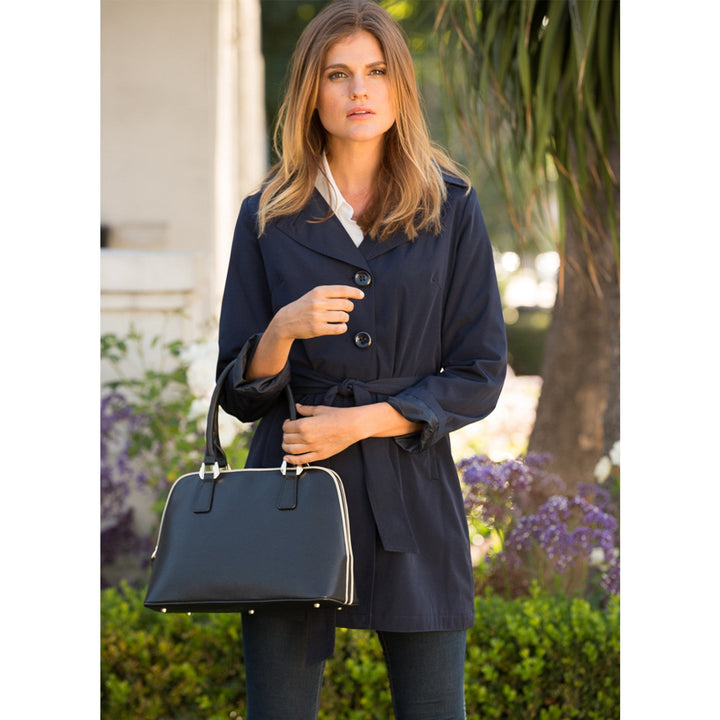 Melissa Saffiano Leather Satchel Bag - Black