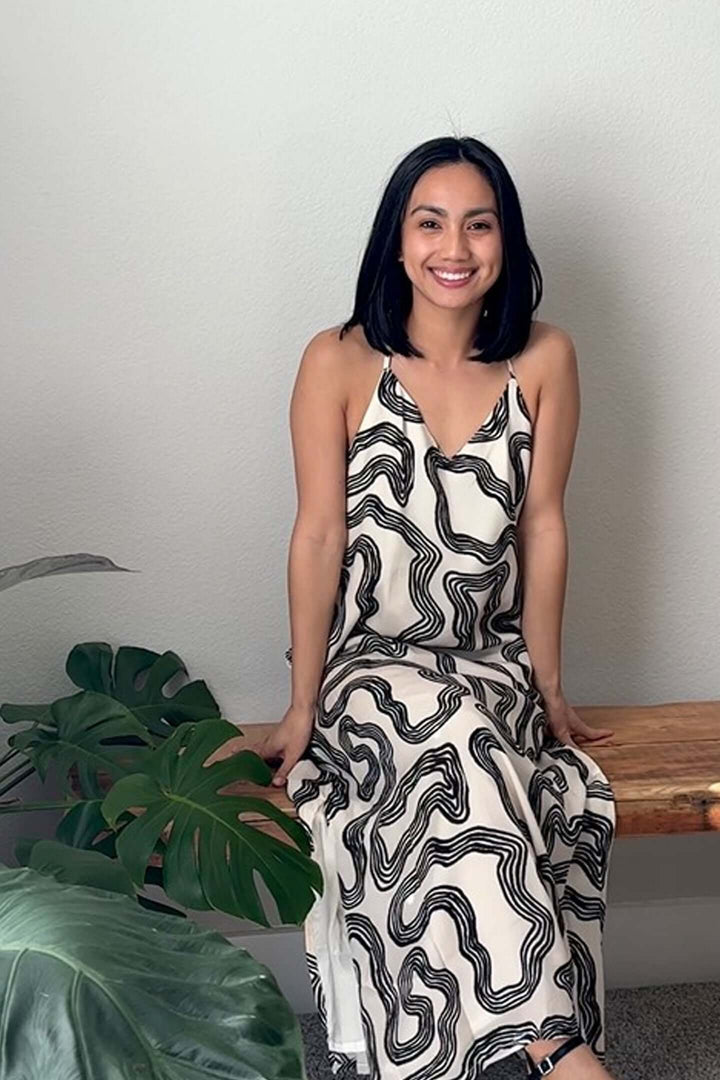 Midi Slip Dress - Black Stripes