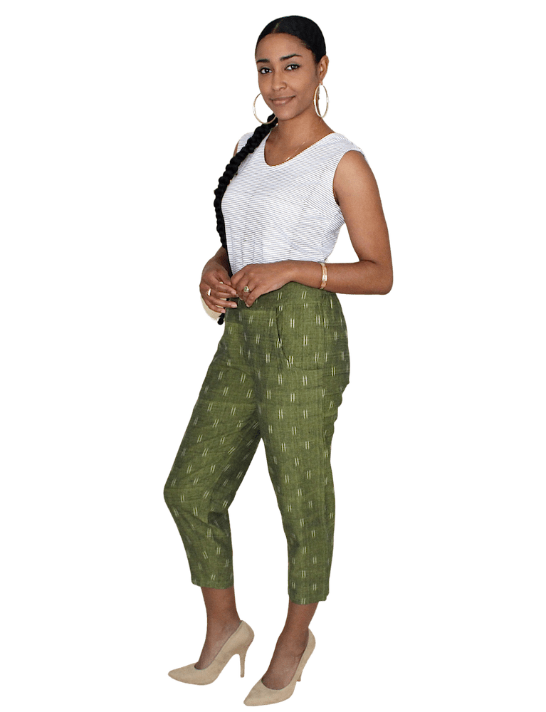Olive Crop Pants : Pre-Loved