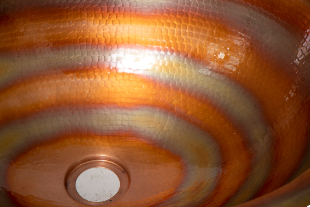 19" Oval Hammered Copper Bathroom Sink
