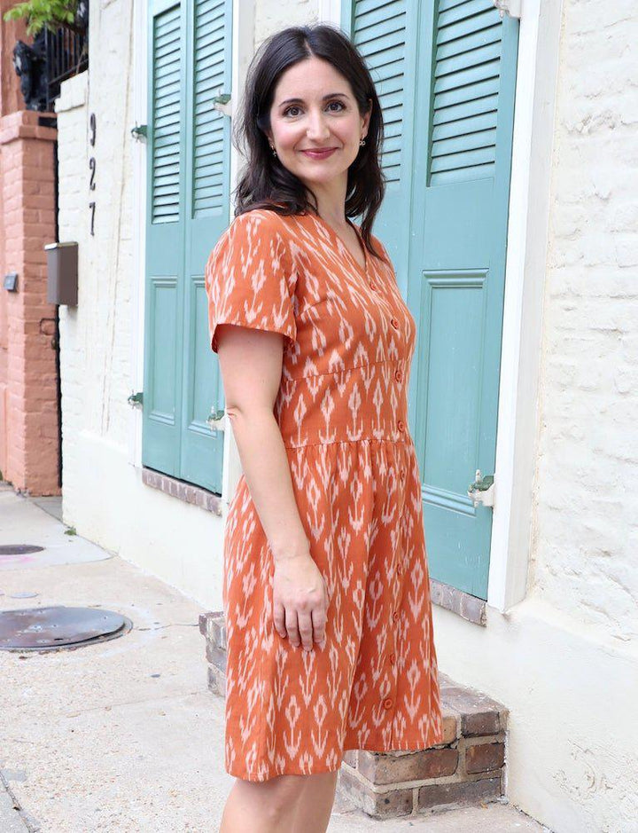 Pumpkin Spice Organic Cotton Button Dress