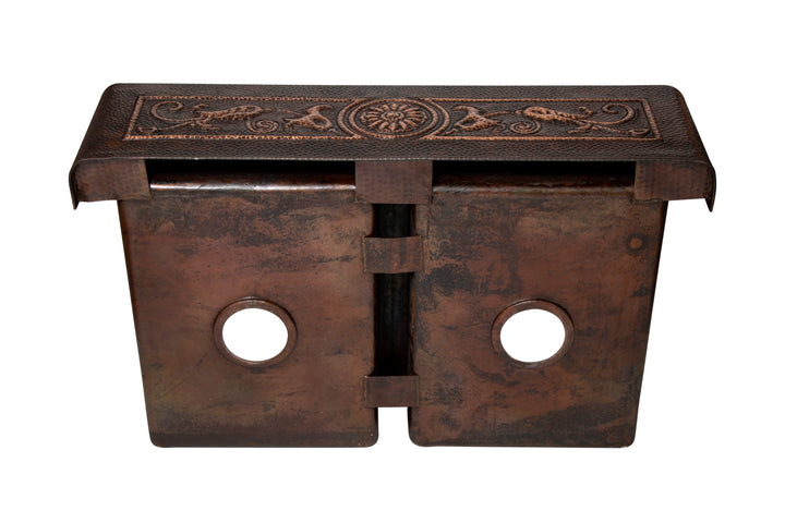 33" Farmhouse Double Well 50/50 Flowers Design Straight Apron Hammered Copper Kitchen Sink