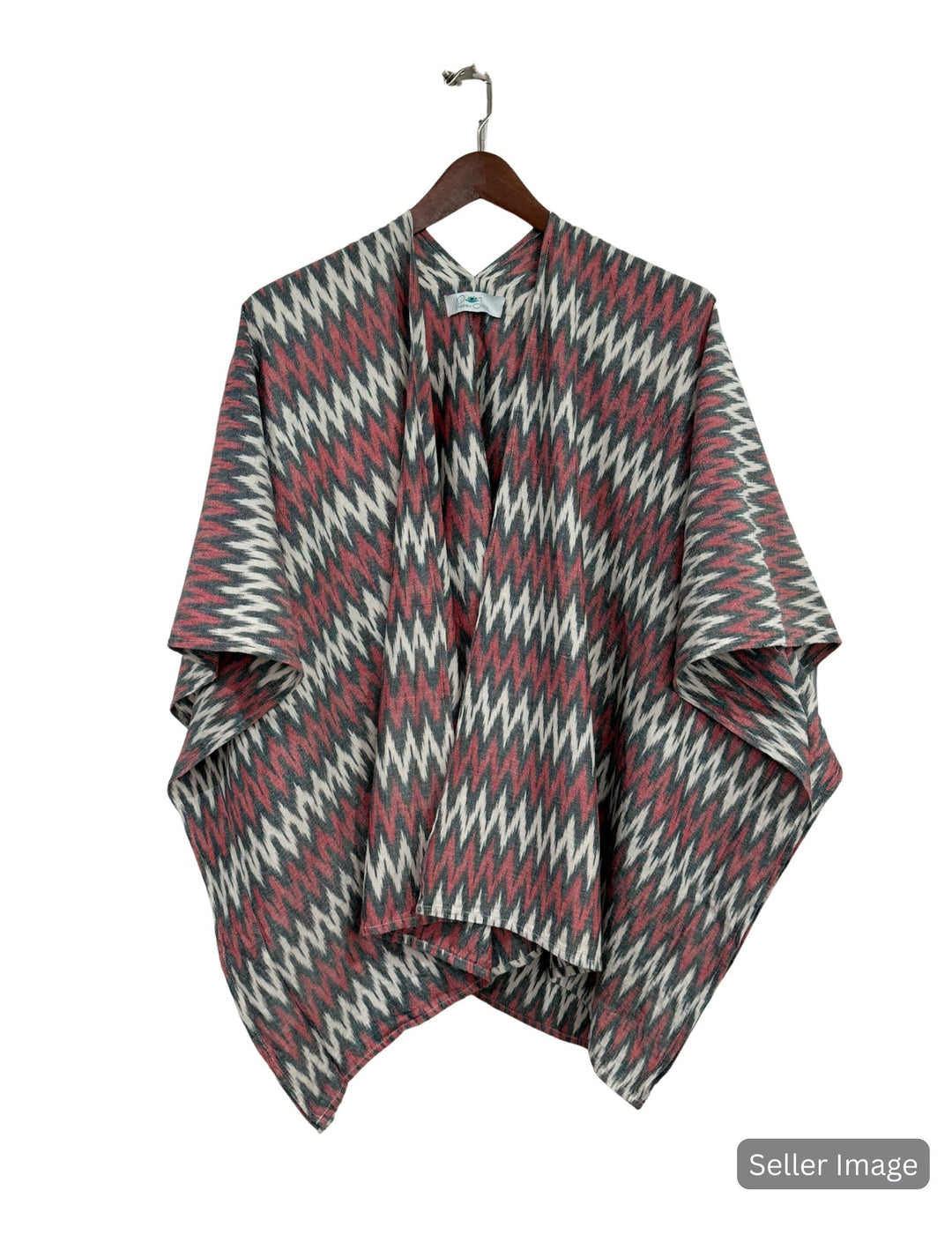 Red Zig Zag Poncho : Pre-Loved