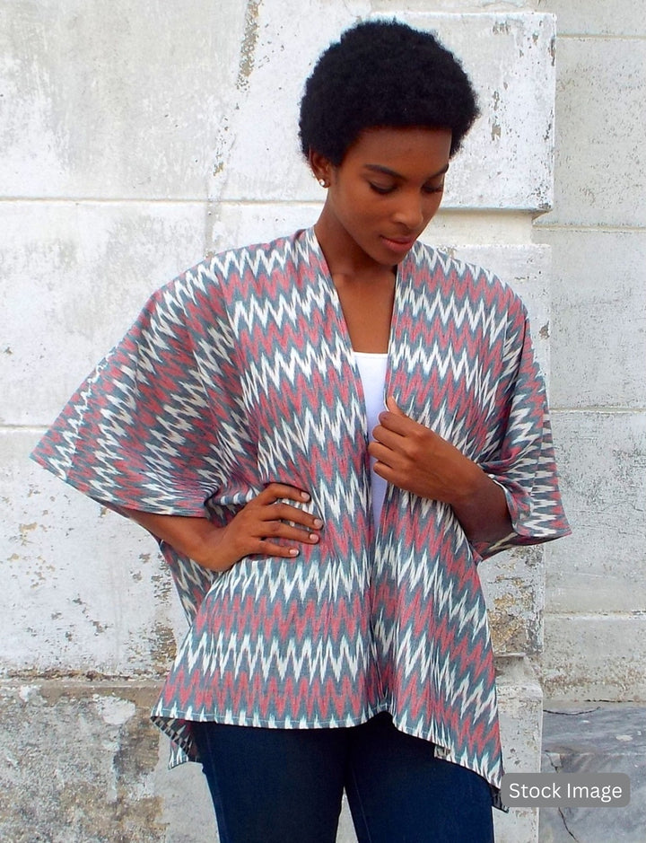 Red Zig Zag Poncho : Pre-Loved